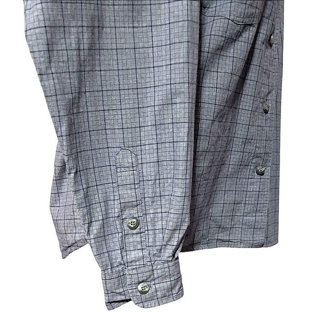 Gorpcore Patagonia Button Down Shirt Women Small Blue Grey Plaid Organic Cotton - Picture 10 of 11